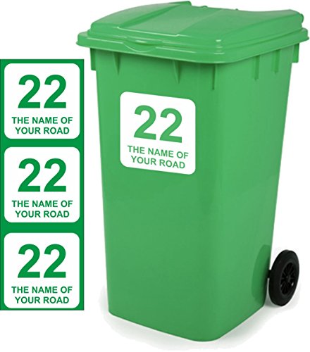 Mülltonne Aufkleber personalisierbar 3 Stück Schilder Größe 18 cm x 18 cm D1