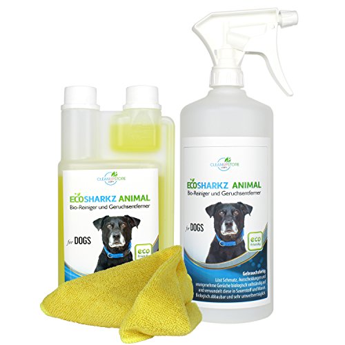 Geruchsneutralisierer für Hunde - natürlicher Entferner von Urin-Geruch und Hundeplatz-Reinigungsmittel (Set 0,5 Liter Konzentrat ergeben 25 Liter gebrauchsfertigen Urin Bio-Reiniger / Geruchskiller)