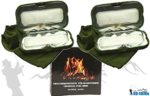 DD-Tackle Sparpack 2 Handwärmer + 20 Brennstifte Taschenofen