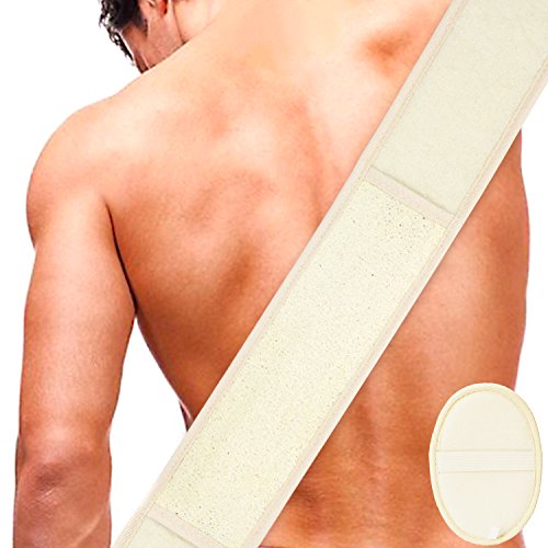 Luffaschwamm Rückenscrubber für Bad und Dusche bei DigHealth, Luffa Körperpad mit Rücken Gurt, 100% Luffa Natur Schwamm, Körper und Gesichts Peeling Set