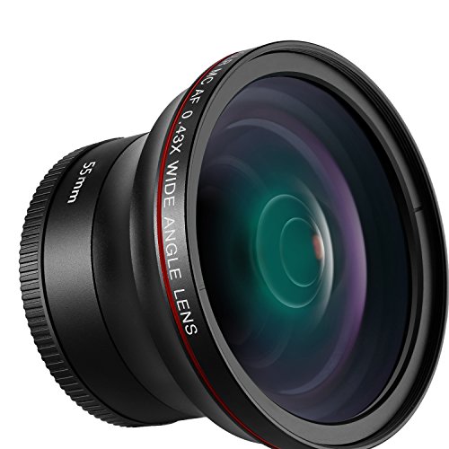 Neewer 55mm 0,43x Professionelle HD-Weitwinkelobjektiv mit Makro für D3400, D5600, Sony A33, A55, A57, A58, A65,A68, A77, A77II, A99, A99II, A390, A58,A100, A900, A850, A700, A500 DSLR-Kameras