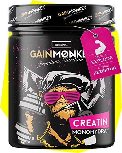 Original GAINMONKEY Creatin Monohydrat Pulver - Vegan und ohne Zusätze I 500g reines Creatine Monohydrate Pulver für Fitness Athleten die schon immer AFFENGEIL sein wollten