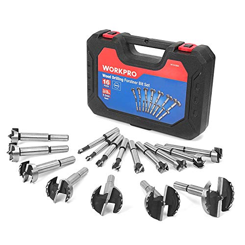 WORKPRO Forstnerbohrer Set, 16tlg. Dübelbohrer Ø 6-50mm mit Zentrierspitze für Holzbearbeitung