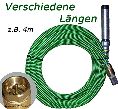 Saugschlauch Set 4m für Schwengelpumpe in 1 Zoll --- Auch zum fördern mit Handpumpe, Doppelkolbenpumpe, Spielplatzpumpe aus Seen und Regentonne geeignet