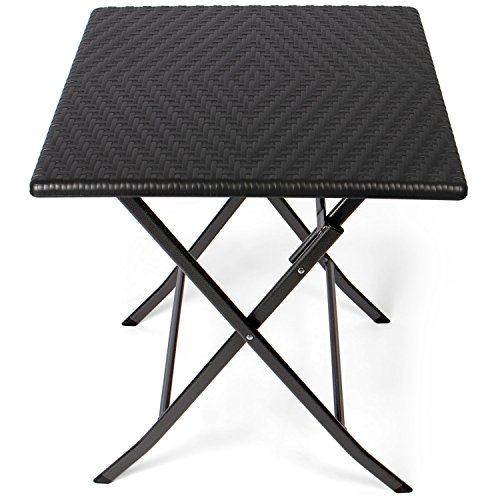 Park Alley Beistelltisch in schwarz - eckiger Gartentisch in Rattanoptik - Kunststofftisch für Garten, Terrasse und Balkon geeignet - Bistrotisch mit Aluminiumgestell