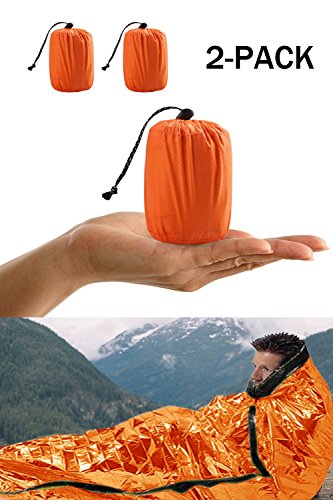 Notfall-Zelt, Survival Schlafsack, Notfall Outdoor Tube Zelt mit Ultraleicht hitzeabweisend Kälteschutz 2 Packung