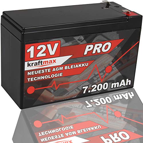 kraftmax Industrial Pro Bleiakku [ 12V / 7,2Ah ] AGM Hochleistungs- Blei Akku der Neusten Generation