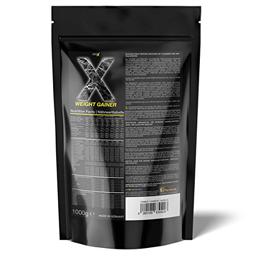 baseXnutrition, WEIGHT GAINER, die optimale Kohlenhydrate und Protein Basis für schnellen Gewicht- u. Muskelaufbau, 1000g Beutel Schoko