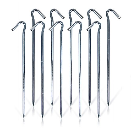 10er Pack XL 6mm Stahl-Zelthaken mit Öse 23cm lang