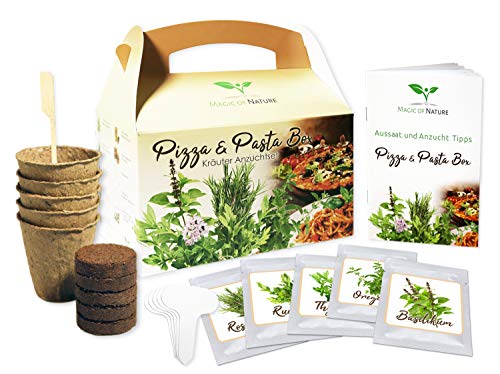 Pizza & Pasta Box - Kräuter Anzuchtset - zum Selberzüchten oder zum Verschenken - eine originelle Geschenkidee für praktisch jeden Anlass