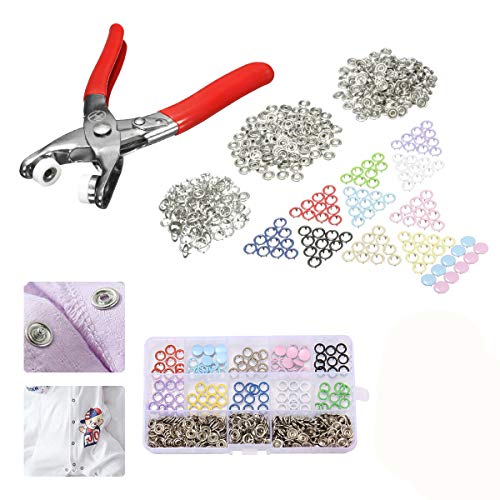 TOPCRAZY 110 Set Druckknöpfe, Craft Zangen Werkzeug Prong Schnalle,Nähfrei Button Druckknöpfe Sewing Craft 9,5 mm, 10 Farben für DIY Kleidung, Taschen, Babykleidung
