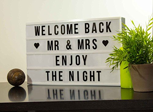 BonAura XXL Lightbox mit 100 Deko Buchstaben - 50x30cm großer Leuchtkasten mit LED Licht - Leuchtschild als Geschenk