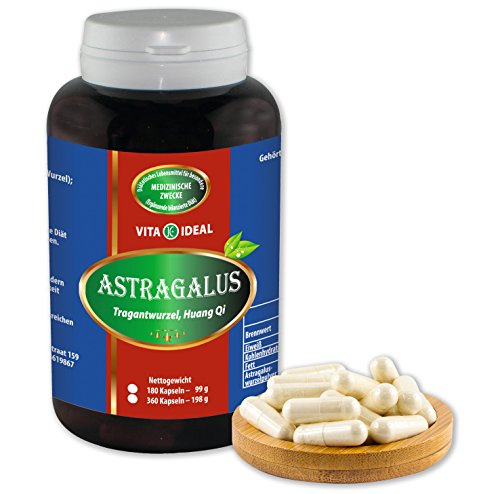 Astragalus Wurzel 180 Kapseln (Astragalus membranaceus, Tragant) je 450mg rein natürliches Pulver, ohne Zusatzstoffe