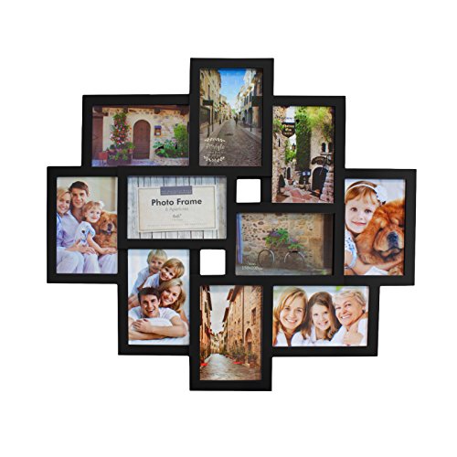 Smartfox Bilderrahmen Fotorahmen Collage für 10 Bilder im Format 10x15 cm in Schwarz