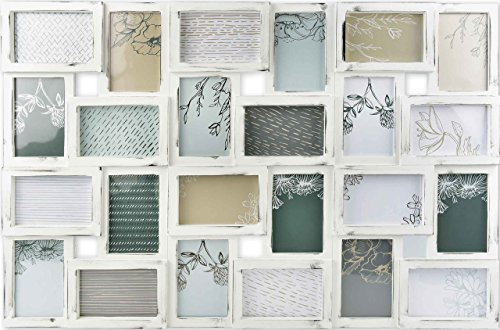 Gallery Solutions Bilderrahmen Collage 24 Fotos à 10x15 cm, Weiß Antik, Außenformat: 88,5x57x2,5 cm