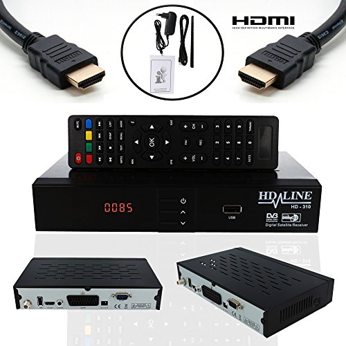 Sat Receiver Digitaler Satelliten-Receiver HD-LINE 310 FTA HD DVB-S2 HDMI DVB-S SCART USB PVR T