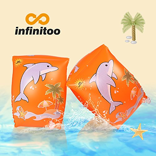 infinitoo Schwimmflügel Kinder, Schwimmhilfe Baby, Schwimmreifen für Kinder und Kleinkinder von 2-6 Jahre, 15-30kg, Schwimmscheiben mit Delphin Design für Schwimmbad, Pool, Strand Etc