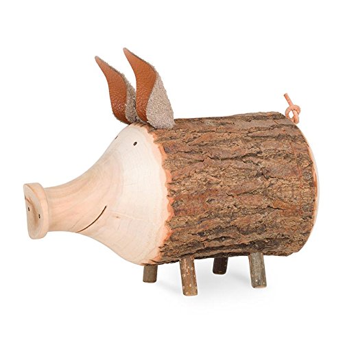 Sparschwein Rudi aus Astholz mit Rinde