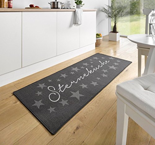Hanse Home 102369 Design Velours Küchenläufer Sterneküche, Grau, 67x180 cm