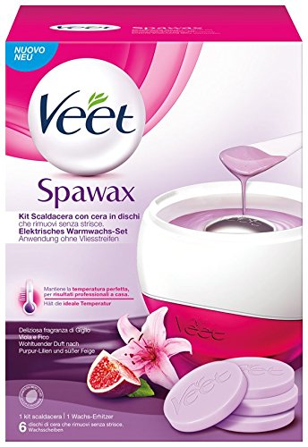 Veet Spawax Elektrisches Warmwachs-Set, 1 Stück, inkl. 6 Warmwachsscheiben