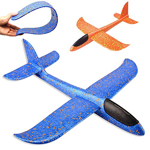 2 Stück Styroporflieger Flugzeug, Kinder Flugzeug Spielzeug Outdoor Wurf Segelflugzeug Glider Manuelles Werfen Schaum Fliegen Modell Spielgeräte Geschenk für Kinder Junge Mädchen Kindergeburtstag