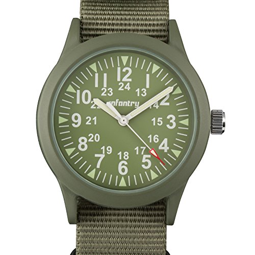 Infantry Herren Fliegeruhr Armbanduhr Männer Nylonband Watches for Men Outdoor Grün