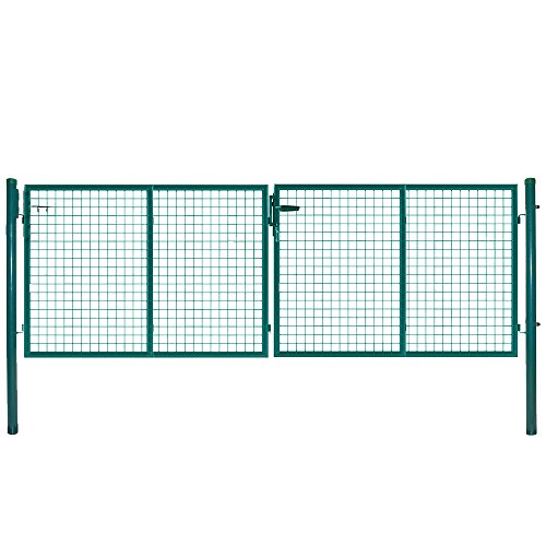 MCTECH Gartentür Gartentor Doppeltor Hoftor Zauntür Gartenpforte Inkl. Schloss 300x100 Garten Einzeltor Wellengitter Flügeltore (300*100cm)