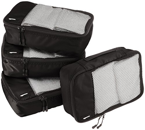 AmazonBasics Kleine Kleidertaschen, 4 Stück, Schwarz