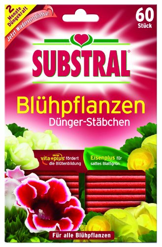 Substral Dünger-Stäbchen für Blühpflanzen mit Eisen-Plus und 2 Monate Langzeitwirkung, 60 Stück