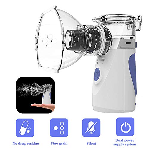Tragbarer Inhalator Vernebler ,Geräuscharmes Persönlicher Dampf-Inhalator Kit Vernebler Inhalationsgeräte Set mit Mundstücken und Masken für Kinder und Erwachsene, Wirksam Bei Atemwegserkrankungen