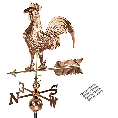DEMA 3D Wetterfahne Hahn aus Kupfer mit Fuß