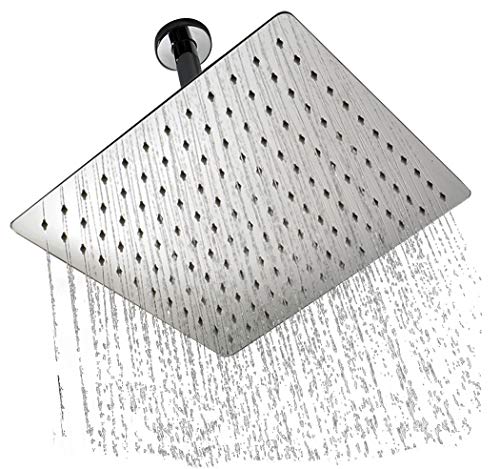 TeamTech 12 Zoll Regendusche Quadratisch Einbauduschköpfe, 304 Edelstahl Duschkopf Wasserfall Regenbrause 30X30 cm Brausekopf aus Edelstahl mit Anti-Kalk-Düsen, poliert Spiegeleffekt Regenduschkopf