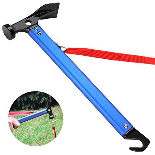 Tagvo Camping Hammer, Multifunktions Outdoor Camping Mallet Aluminium Zelt Hammer mit Zelt Stake Remover - Blaue Farbe