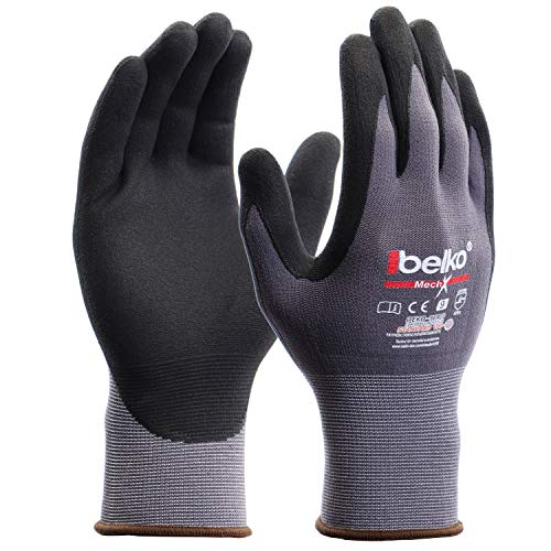 12 Paar Belko MechX Arbeitshandschuhe Schutzhandschuhe Montagehandschuhe Griphandschuhe Gartenhandschuhe Feinarbeiten EN388 - Größe: 9 (L)