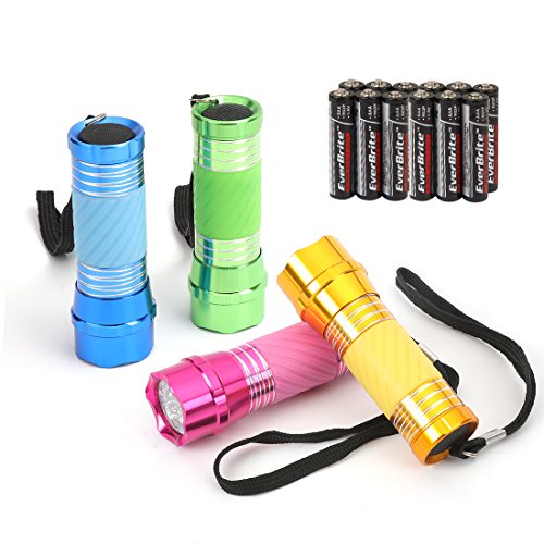 EverBrite LED Handlampe Mini, LED Camping Handlampe nachtleuchtenden Taschenlampe für Camping, Radfahren, Klettern und andere Outdoor-Aktivitäten 4-tlg.