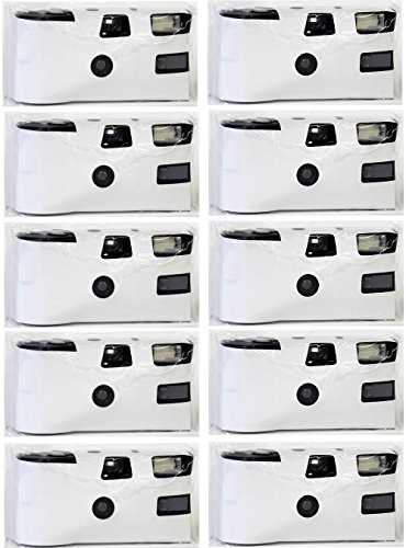 Hochzeitskamera 'White Cam - zum selber gestalten' - 10er Pack Einwegkamera mit Blitz (27 Aufn. 400 ASA)