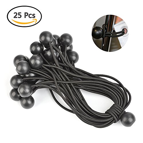 25 Stück Spanngummi mit Kugel schwarz 20cm, Gummispanner mit Kugel, Zeltgummi für Zelte, Planen , Plakate, Werbebanner, erüstbanner, Bauzaunplanen usw.