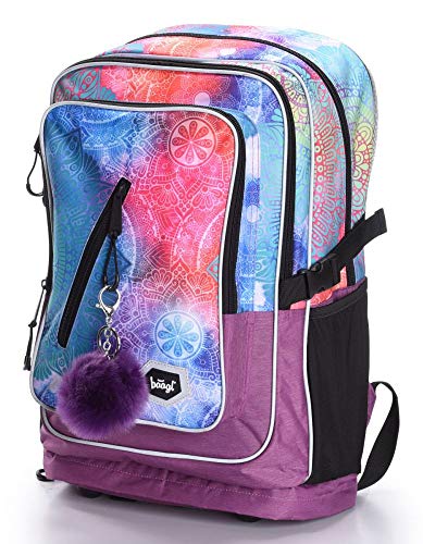 Schulrucksack Für Mädchen Teenager - Ergonomischer Kinderrucksack mit Laptopfach Für Schule - Extrem Leicht Rucksack mit Brustgurt und Reflektierenden Elementen by Baagl (Mandala)