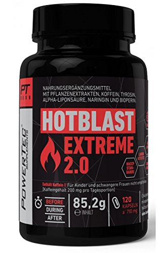 PowerTec Supplements Hot Blast Extreme 2.0 Fatburner - effektiver Hochleistungs-Fatburner für alle, die es eilig haben (120 Kapseln)