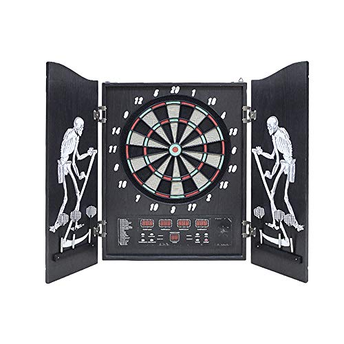 Wolketon Elektronische Dartscheibe Dartboard 4 LED-Anzeigen Dartspiel klappbar Schrank Dartautomat 27 Spielen und 243 Varianten für Zuhause Kneipenspiel