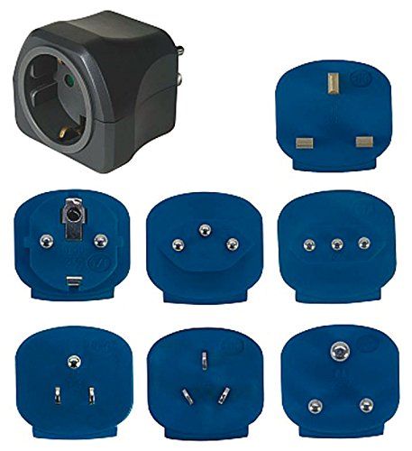 Brennenstuhl Reisestecker-Set, Steckdosenadapter (mit verschiedenen Aufsätzen für mehr als 150 Länder, 7 x Steckereinsätze) schwarz