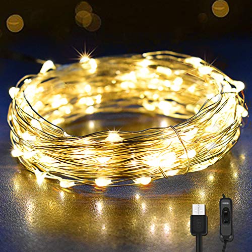 12M Led Lichterkette OMERIL 120er USB Lichterkette Draht Wasserdicht mit Schalter, Stimmungslichter Lichterkette für Zimmer, Innen, Weihnachten, Kinderzimmer, Außen, Party, Hochzeit, DIY usw. Warmweiß