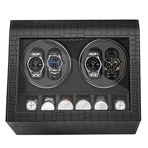 HBselect Uhrenbeweger luxuriöser automatischer Uhrenwender Uhrenvitrine für Automatikuhren, Watch Winder (4+6 Uhren)