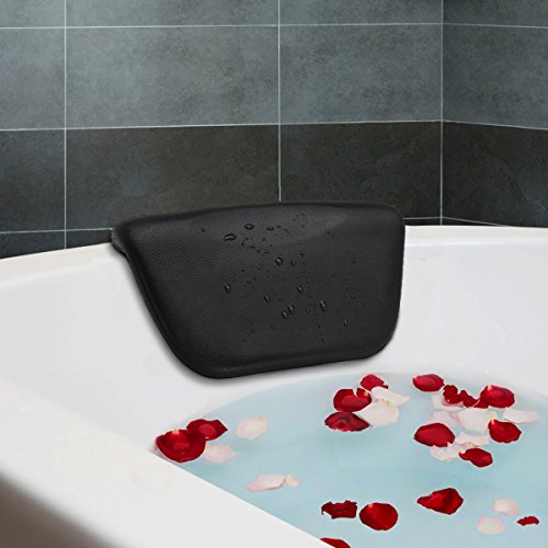 Essort Badewannenkissen, Stylisch PU-Badekissen mit Saugnäpfen, Nackenkissen Kopfstütze für Badewanne Spa Whirlpool, Ergonomische Kopfstütze Kopf, Hals, Rücken und Schultern