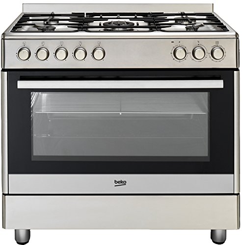 Beko GM 15020 DX Gas-Elektro-Herd / B / Katalytische Seitenwände / 104 Liter Innenraum / Edelstahl / 5 Kochfelder inklusiv Wokbrenner / Grillfunktion / Edelstahloberfläche Pro Touch / Auftaufunktion
