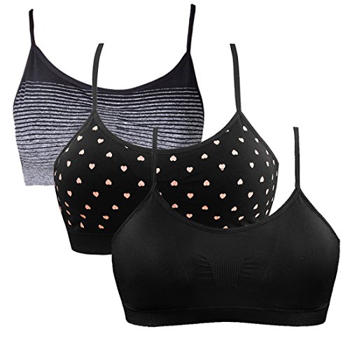 Jewelry_Awesome Womens Strech Duenn Ohne Buegel Push up Yoga Sports BH Bra Top Set Fuer Fitnesstraining Polsterung 3St (S, Schwarz 3er Pack)