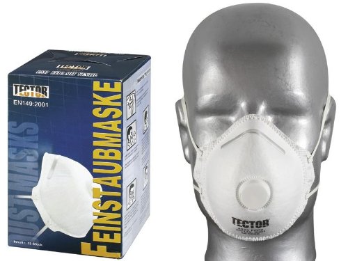 12 Stück Atemschutzmasken FFP2 mit Ventil - Feinstaubmasken von TECTOR