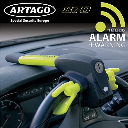 Artago 870 Lenkradschloss mit Alarm Lenkradkralle Lenkradsperre Diebstahlsicherung Lenkrad Auto