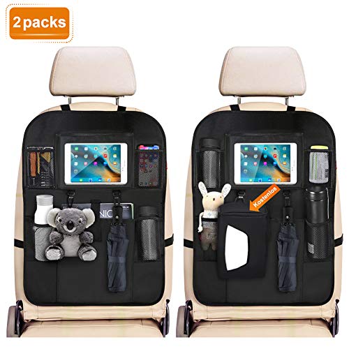 Auto Rückenlehnenschutz 2 Stück Autositz Organizer Wasserdichter Rücksitzschoner für Kinder Kick Matten Schutz für Autositz mit Durchsichtigem Große Taschen und iPad-Tablet-Halter