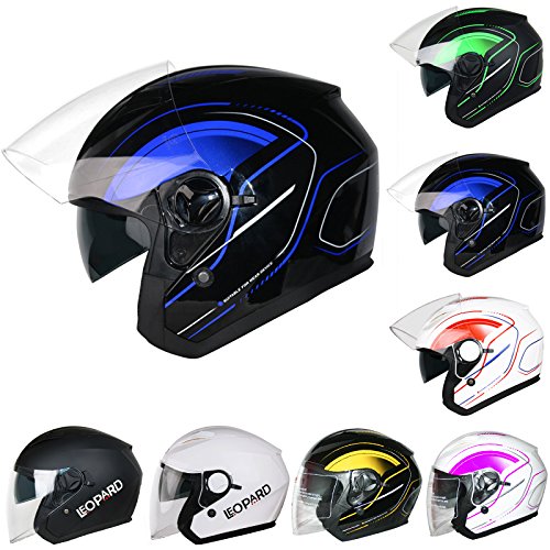 Leopard LEO-608 Offenes Gesicht Motorradhelm Jethelme Straße Legal mit Doppelte Sonnenblende